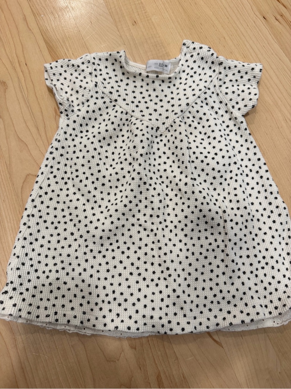 Zara White Dress with Black Polka Dots - Girls